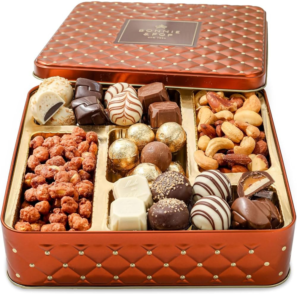 Snack Assortment Gift Basket- Candy and Nuts Gift Tin- Gourmet Treat Variety Present in Keepsake ... | Amazon (US)