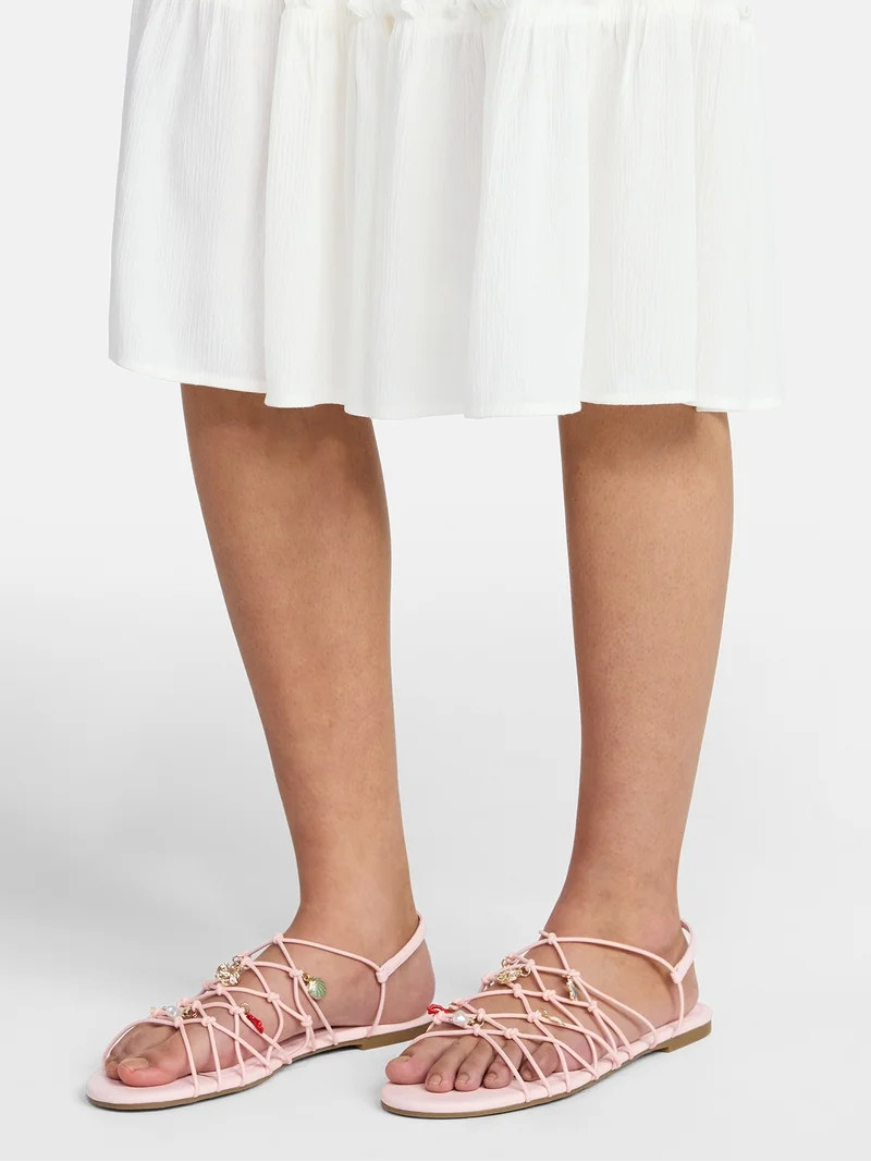 No Boundaries Caged Flat Sandals, Women's | Walmart (US)