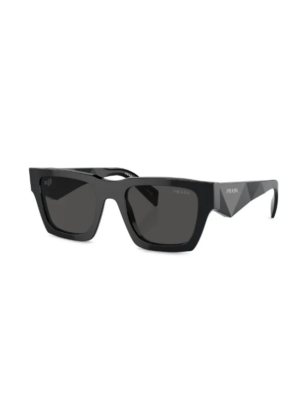 Prada Eyewear logo-lettering Square Sunglasses | Black | FARFETCH | Farfetch Global