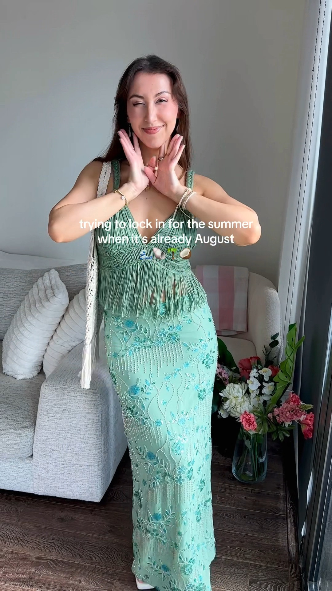 still not over summer outfits atm 💚🌴

crochet bralette top: jonathan simkhai via nordstrom - got this last year so it’s no longer sold at regular retailers, but I found some on Poshmark (use MARYWOREWHAT to get credit when you sign up🫶)
• wearing - size s but it runs LARGE! wish i got an xs but the loose fit works as a swim coverup 

beaded maxi skirt: peppermayo 
• wearing: us4 in mint green
• the size 4 sits more mid/high rise on me - not low rise like the model photos! so if you have bigger hips like me, size up for a low rise vibe!

[summer outfit ideas, monochrome outfits, pastel fashion, ibiza fashion, pinterest vibes, ibizacore, resort wear, tropical beach vacation idea, vacay fits, beachy ootd, macrame woven top] 

#LTKStyleTip #LTKFindsUnder100 #LTKSeasonal