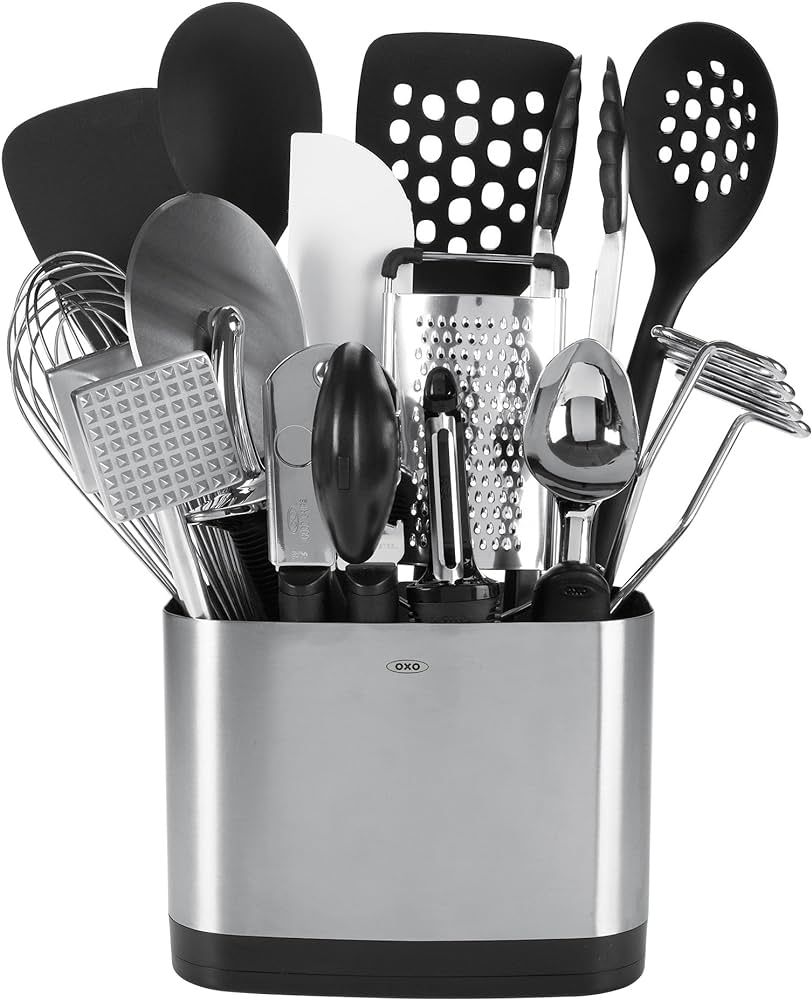 OXO Good Grips 15-Piece Everyday Kitchen Utensil Set, Silver | Amazon (US)