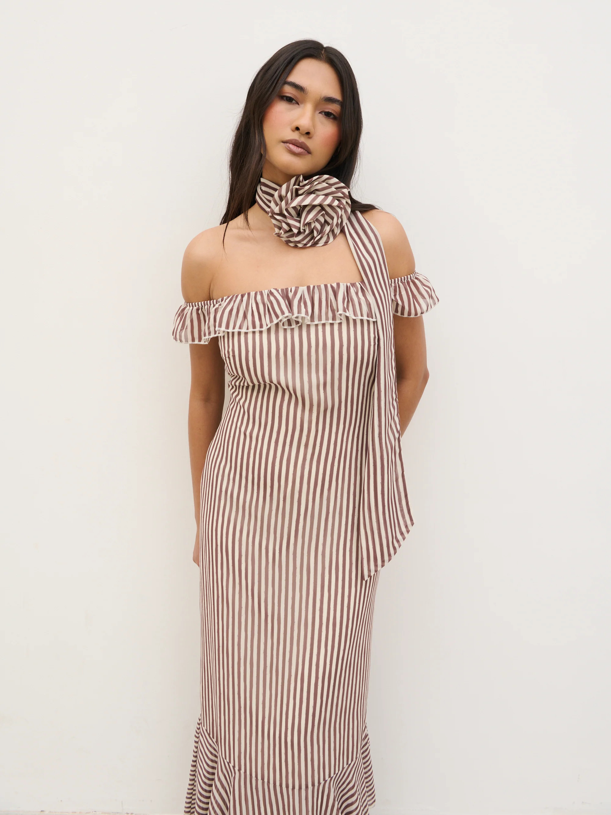 Aveline Bardot Maxi Dress | Pretty Lavish (UK)