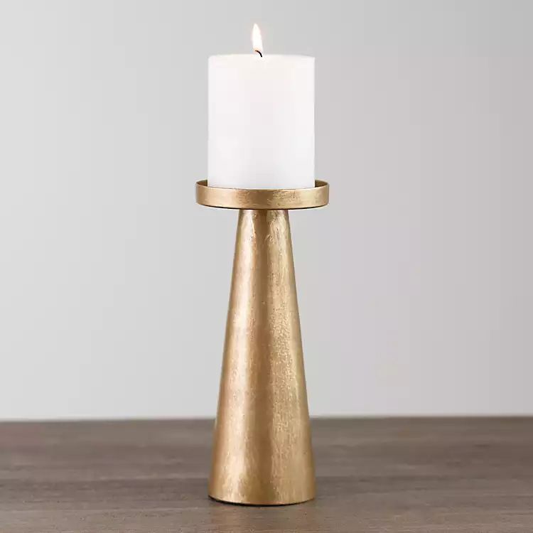 Modern Brushed Gold Pillar Candle Holder, 9 in. | Kirkland's Home