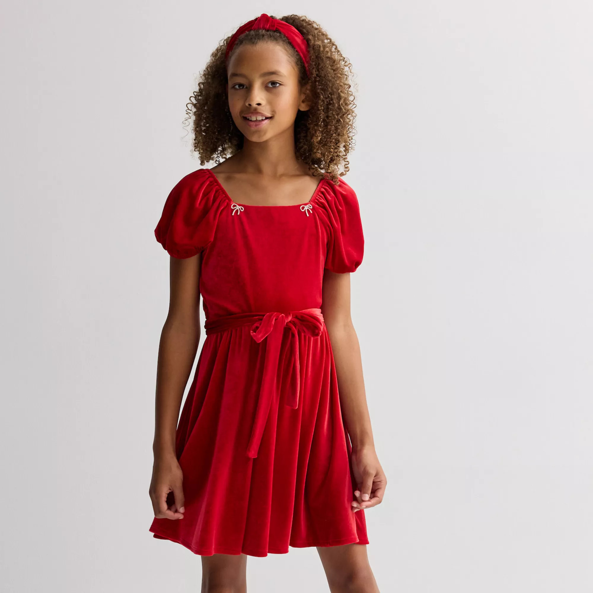 Girls 7-16 Trixxi Velvet Belted Dress with Embellishment | Kohl's