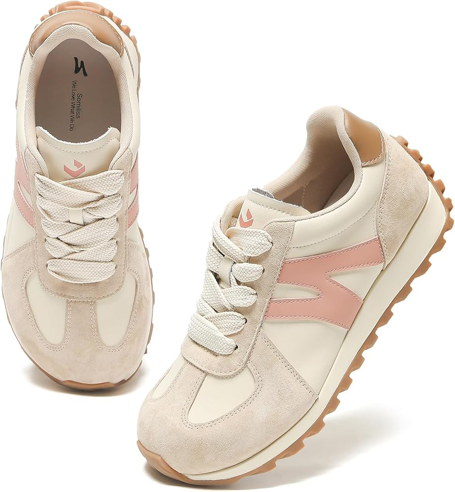 somiliss Wide Toe Box Shoes for Women Mircrofiber Leather Suede Patchwork Non-Slip Casual Walking... | Amazon (US)