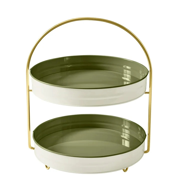 Better Homes & Gardens 2-Tone 2-Tier Serving Tray Stand - Green | Walmart (US)