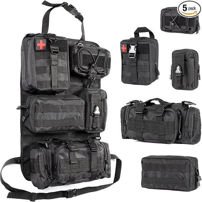 Tactical Seat Back Organizer Storage Hanger Bag with 5 Detachable Molle Pouch Vehicle Molle Panel... | Amazon (US)