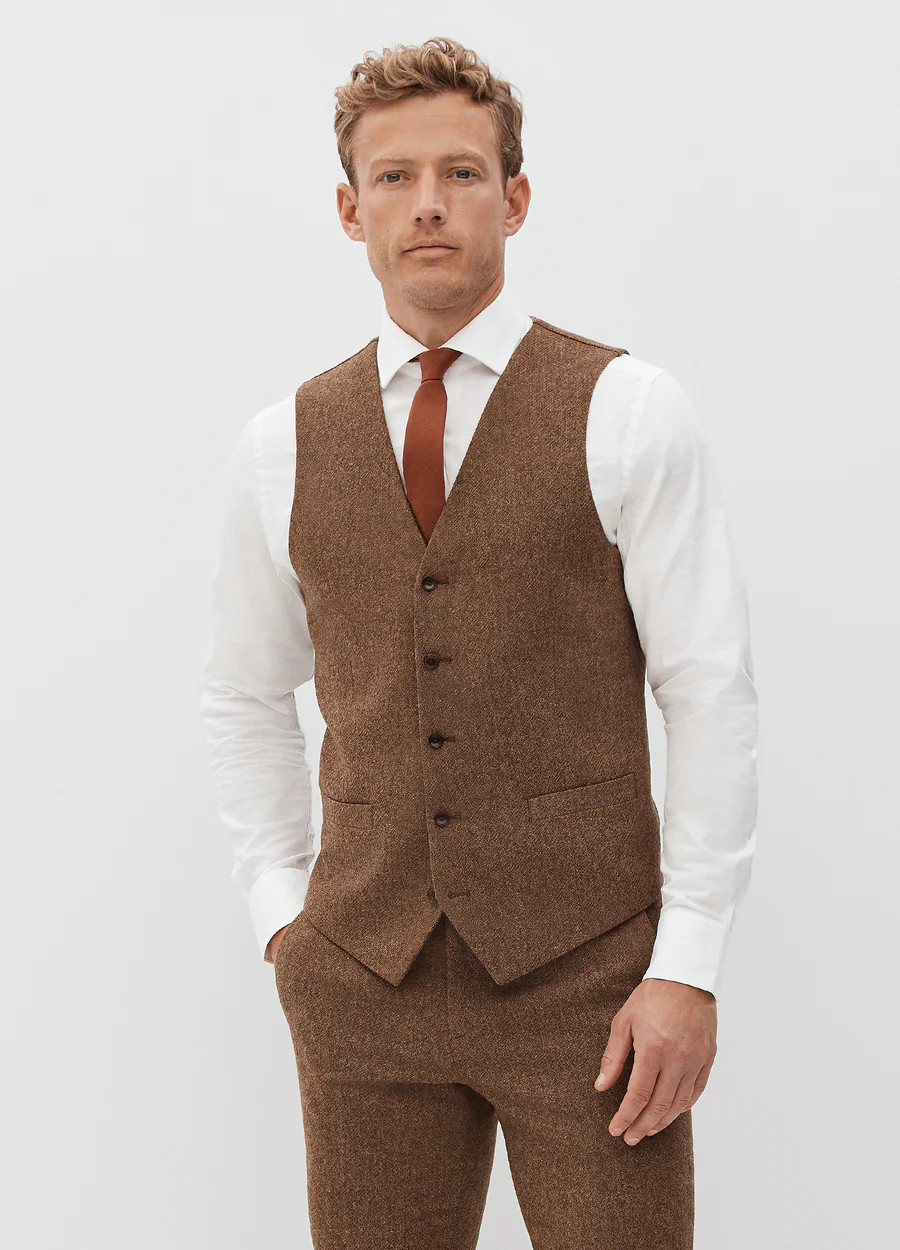 Men's Brown Tweed Suit Vest | SuitShop