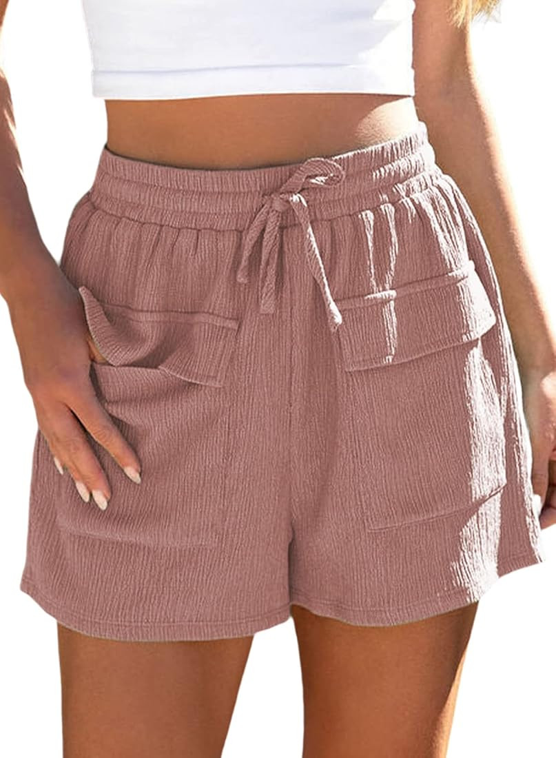 Dokotoo Womens 2023 Casual Shorts Waist Drawstring Front Pockets Comfy Elastic Summer Shorts with... | Amazon (US)