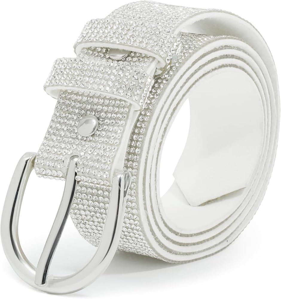 WELROG Rhinestone Belt for Women，Bling Crystal Vintage Belts Shiny Soft for Party Jeans Dresses | Amazon (US)