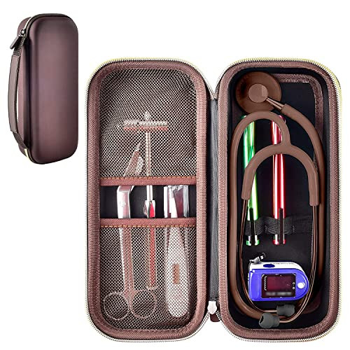 Stethoscope Case Compatible with 3M Littmann Classic III Monitoring/Lightweight II S.E/Cardiology IV Diagnostic/MDF Acoustica Stethoscopes, Extra Pocket for Doctor & Nurse Accessories (Dark Brown) | Amazon (US)