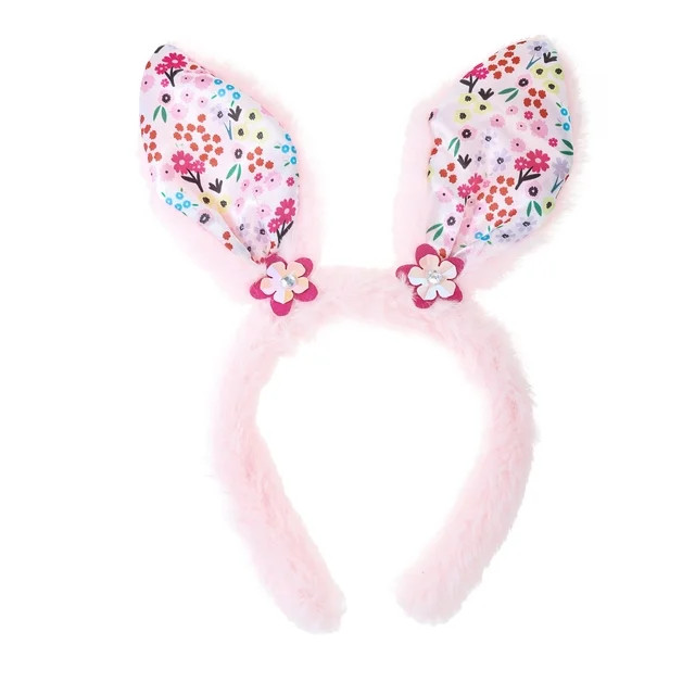 Way to Celebrate Easter Calico Print Bunny Ear Headband, Pink, 1 Piece - Walmart.com | Walmart (US)