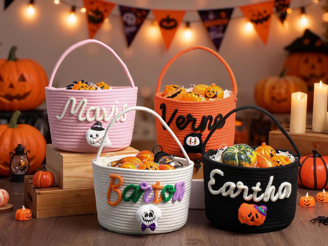 Custom Trick or Treat Basket With Name, Personalized Halloween Basket, Trick or Treat Bag, Hallow... | Etsy (US)