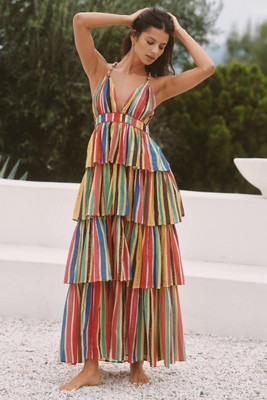 Ro's Garden Nevada Cotton Sleeveless V-Neck Midi Dress | Anthropologie (US)