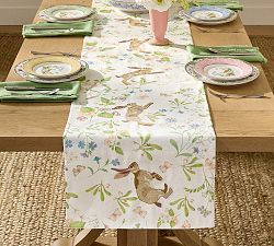 Bunny Embroidered Cotton Table Runner | Pottery Barn (US)