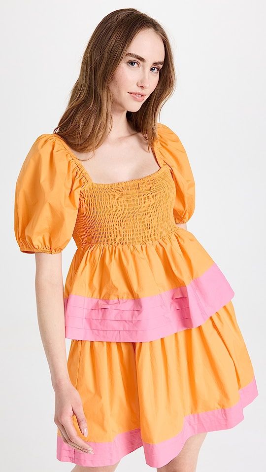 Colorblock Smocked Tiered Mini Dress | Shopbop