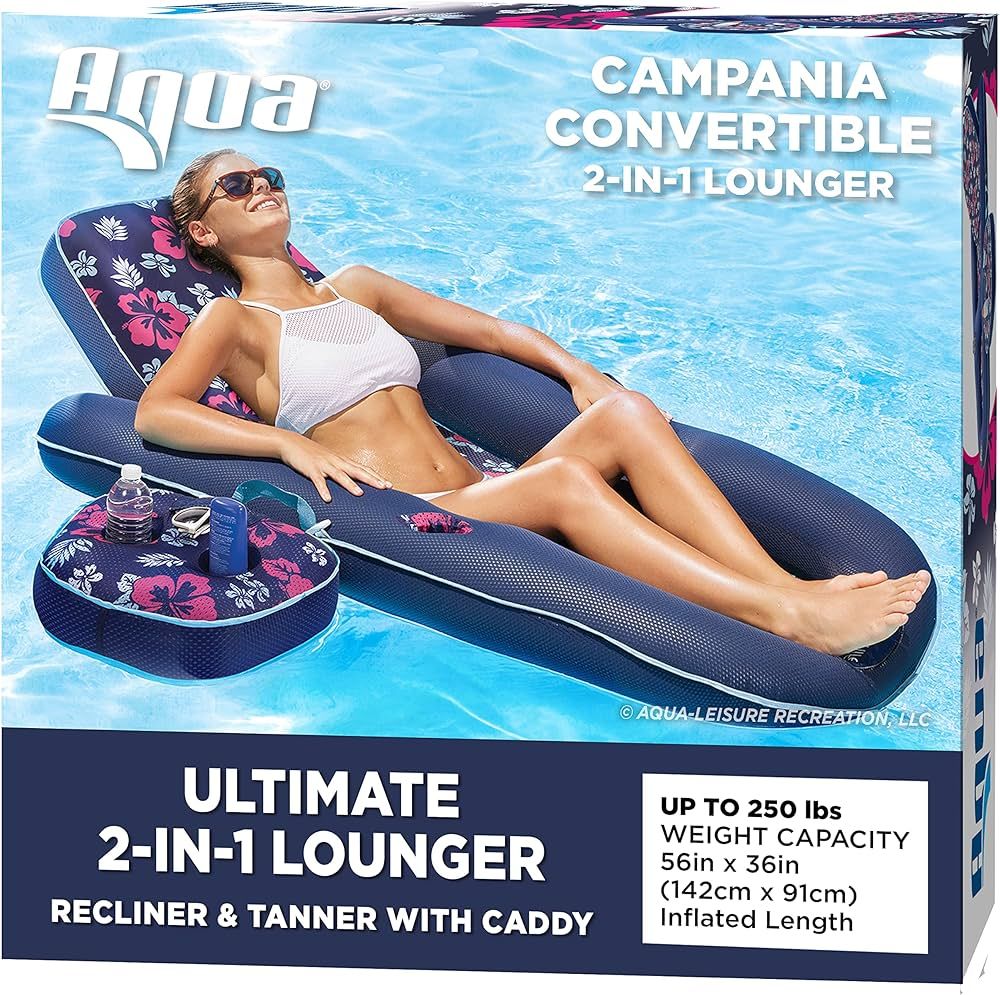 Aqua Campania Ultimate 2-in-1 Pool Float Lounge – Extra Large – Inflatable Pool Floats for A... | Amazon (US)