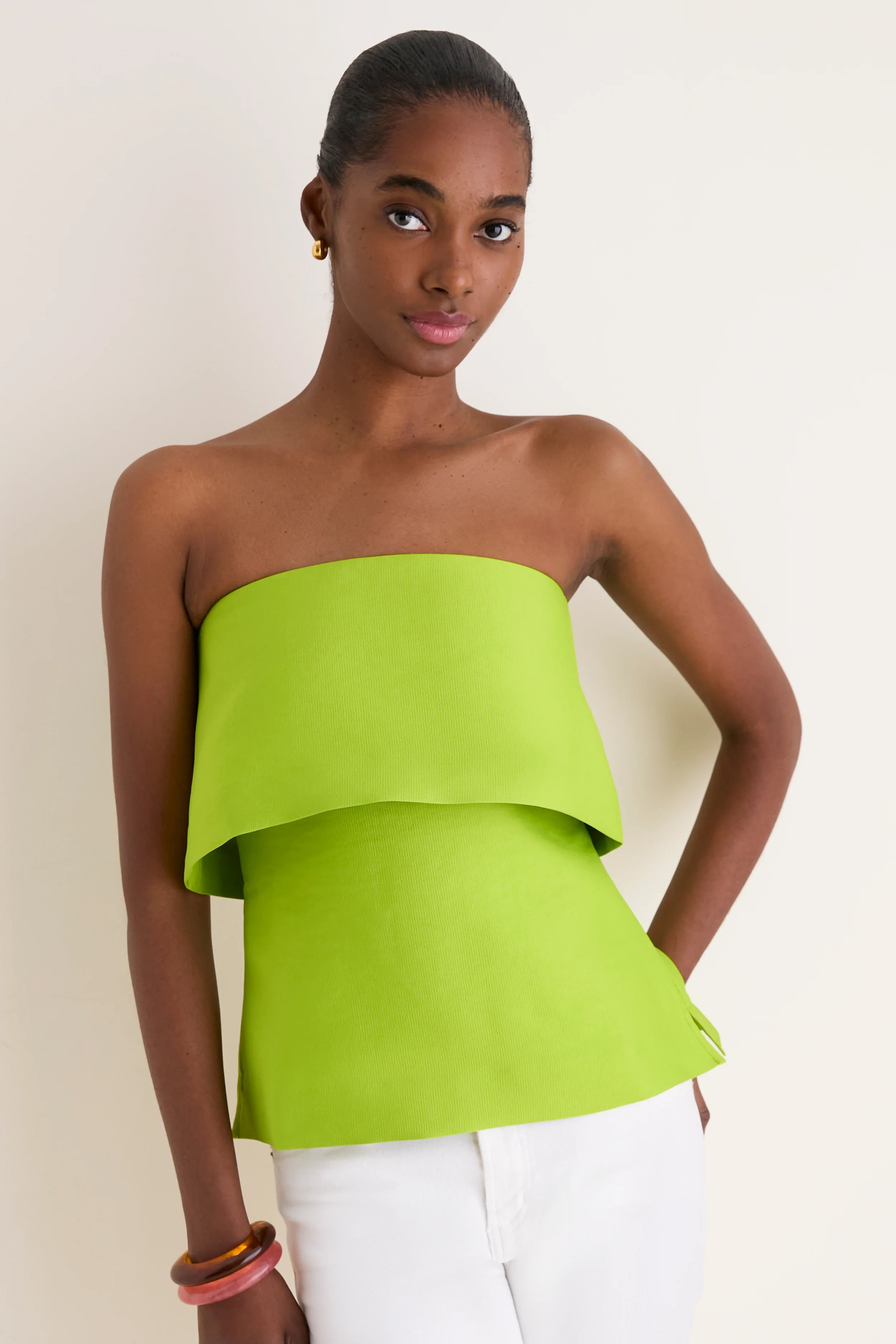 Lime Felix Satin Strapless Top | Tuckernuck (US)