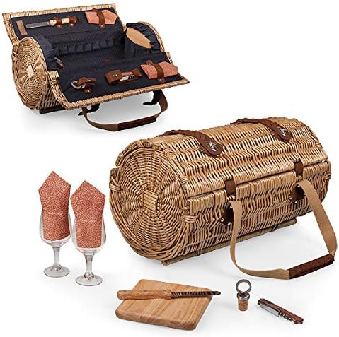 Wicker Picnic Basket for 4, 4 Person Picnic Kit, Willow Hamper Service Gift Set with Blanket Port... | Amazon (US)