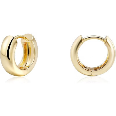 Small Thick Gold Chunky Hoop Earrings Lightweight Huggie Hoops For Women 14.0 MM One Size | Target