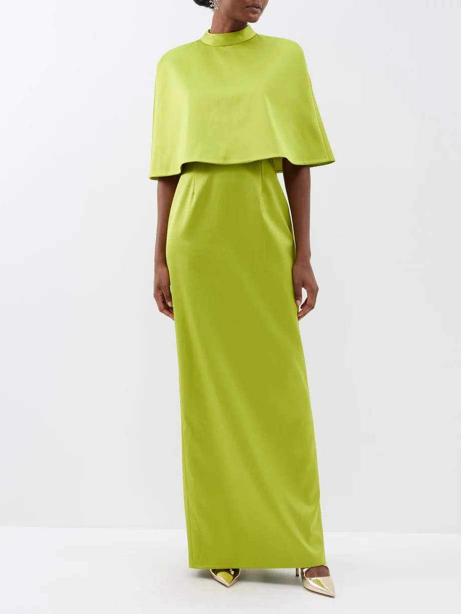 Cape-layered double-faced satin gown | Matches (US)