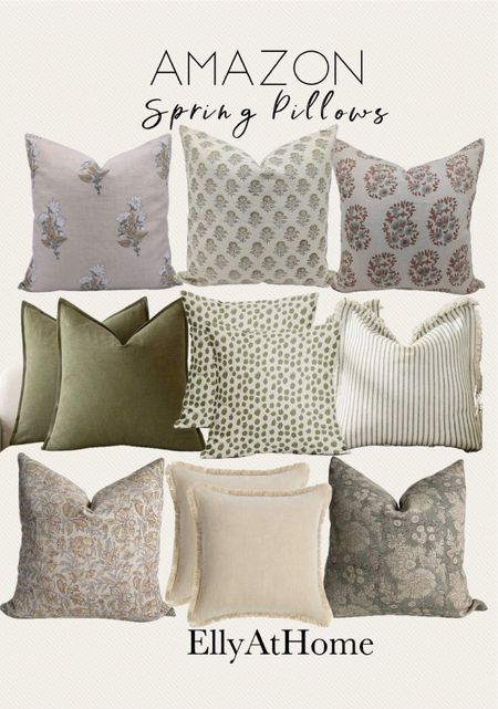 Spring Amazon home pillow refresh. Choose a variety of colors, patterns and textures. Fresh, neutrals, greens for early spring styling. Living room, bedroom, family room. Free shipping. Under $30

#LTKhome #LTKfindsunder50 #LTKsalealert