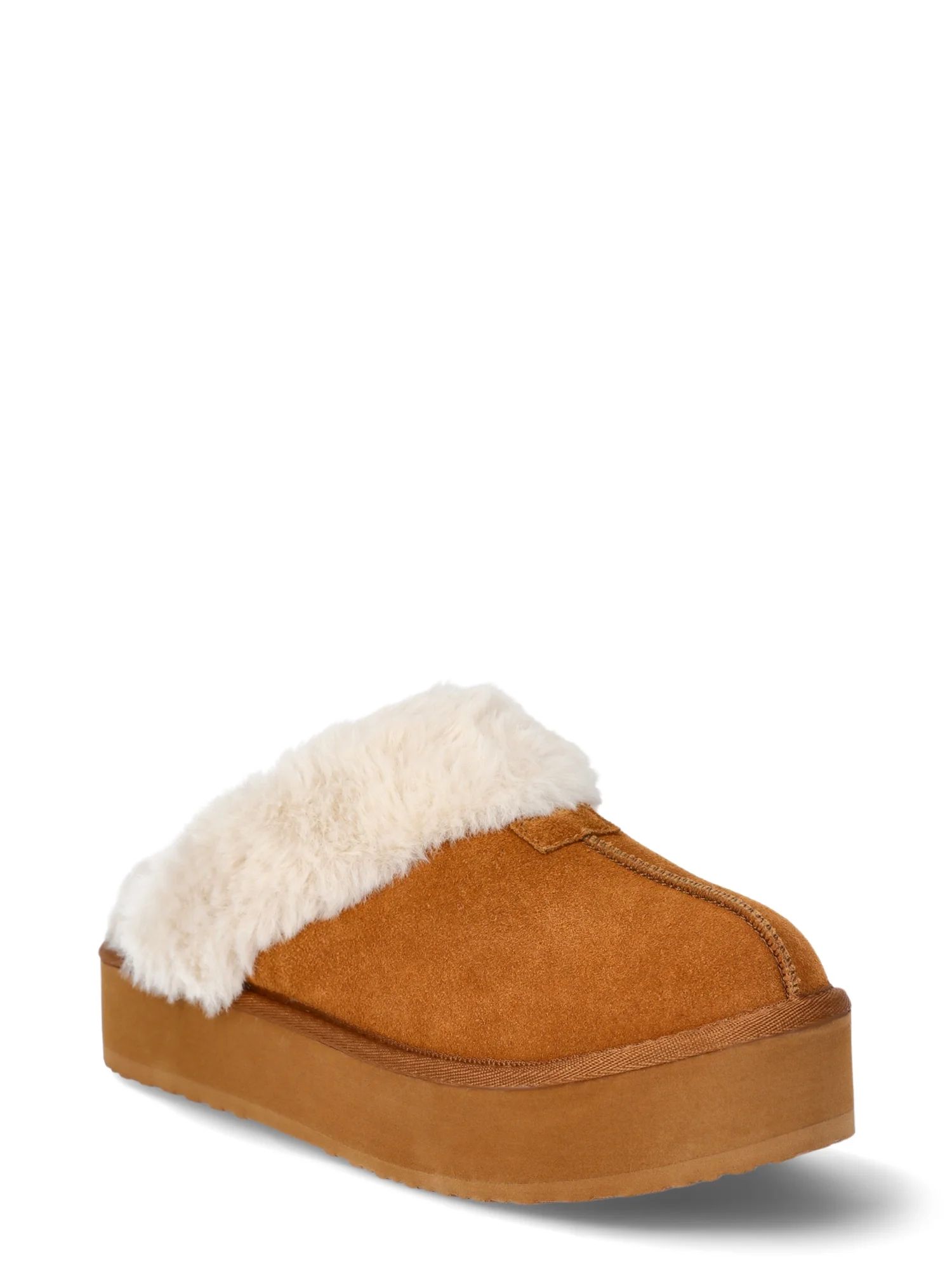 Joyspun Women's Suede Platform Clog Slippers | Walmart (US)