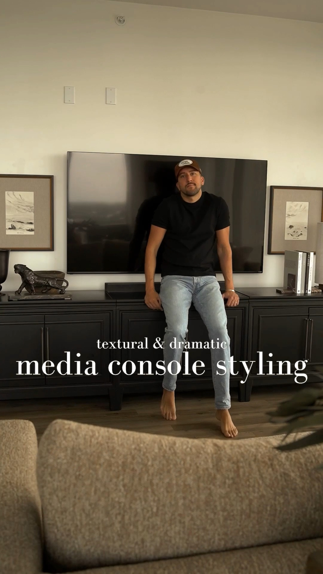 New media console styling using textural and oversized pieces! 

#LTKSeasonal #LTKMens #LTKHome