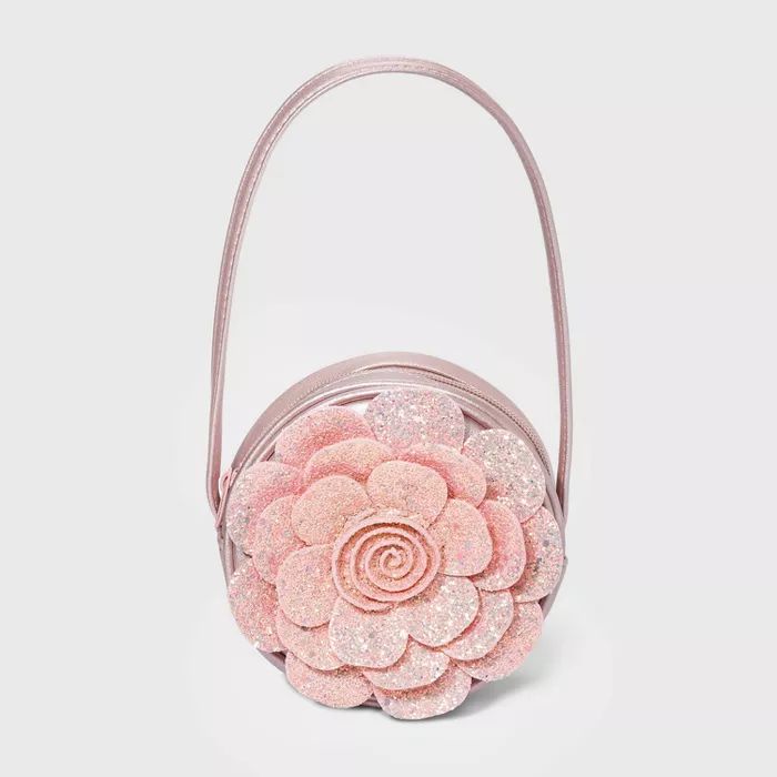 Toddler Girls' Flower Shoulder Glitter Purse - Cat & Jack™ Pink | Target