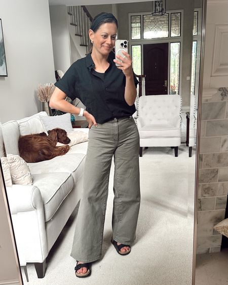 Spring outfit idea - target wide leg jeans (run true to size to small- wearing a 2), amazon short sleeve button down shirt (true to size), amazon Birkenstock look a like sandals.



#LTKstyletip #LTKfindsunder50 #LTKover40