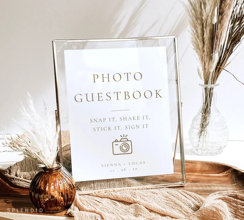 Modern Rust Gold Photo Guestbook Sign Template, Gold Guest Book Wedding Sign, Rust Gold Wedding P... | Etsy (US)