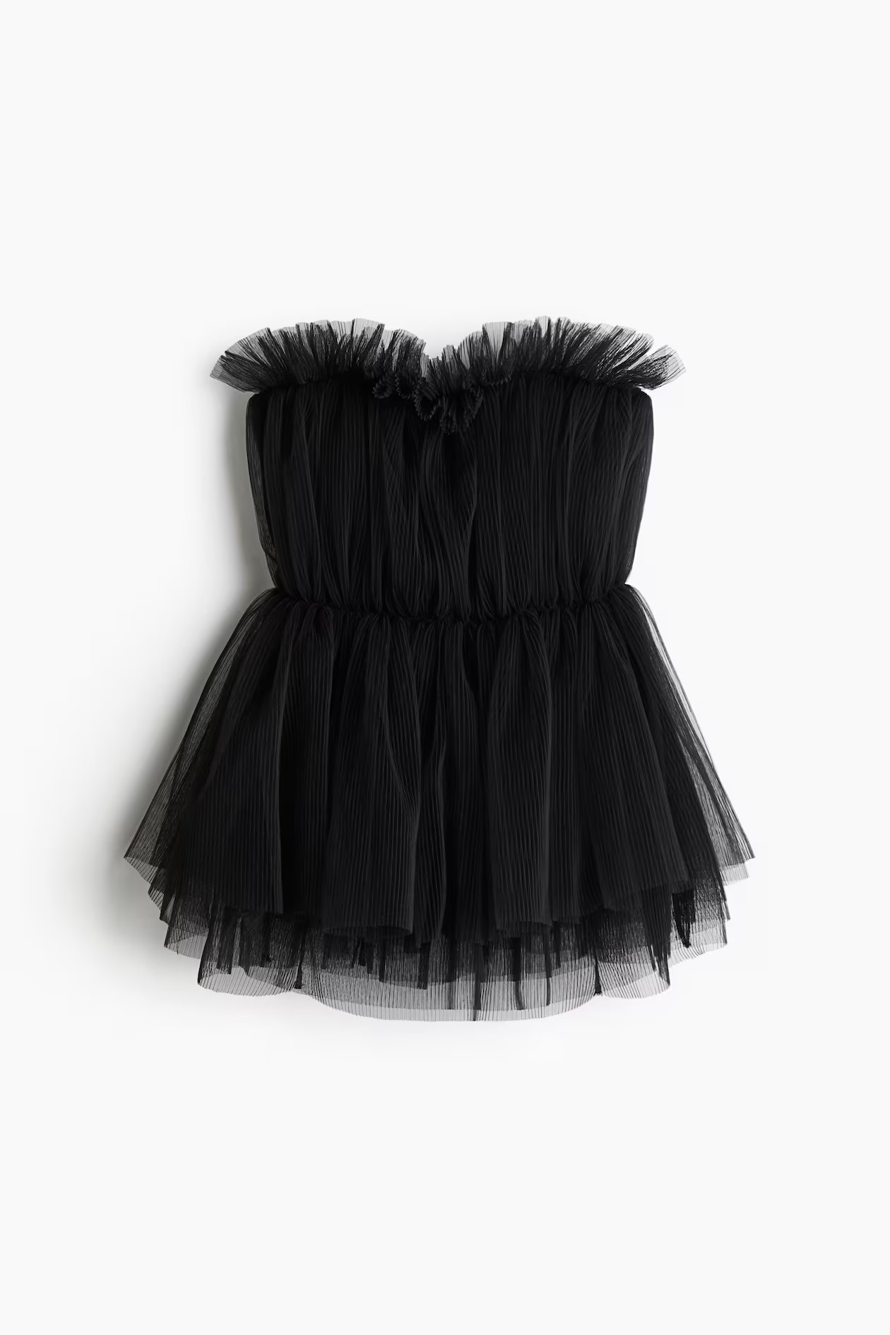 Pleated tulle bandeau top - Black - Ladies | H&M GB | H&M (UK, MY, IN, SG, PH, TW, HK)