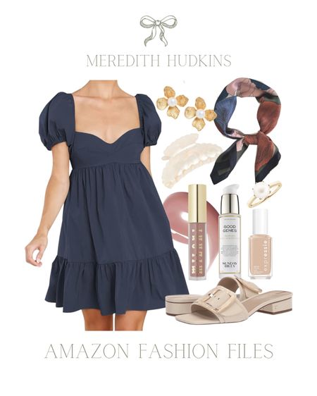 Amazon, Amazon style, women’s fashion, spring fashion, summer fashion, wedding guest dress, navy dress, blue dress, mini dress, puff sleeve, dress, ruffle dress, Sam Edelman, beauty, nail polish, good jeans, Milani, silk neck, scarf, floral, earrings, hair clip, pearl ring Meredith Hudkins, preppy, classic, timeless traditional vacation, outfit, resort outfit 

#LTKfindsunder50 #LTKstyletip #LTKsalealert