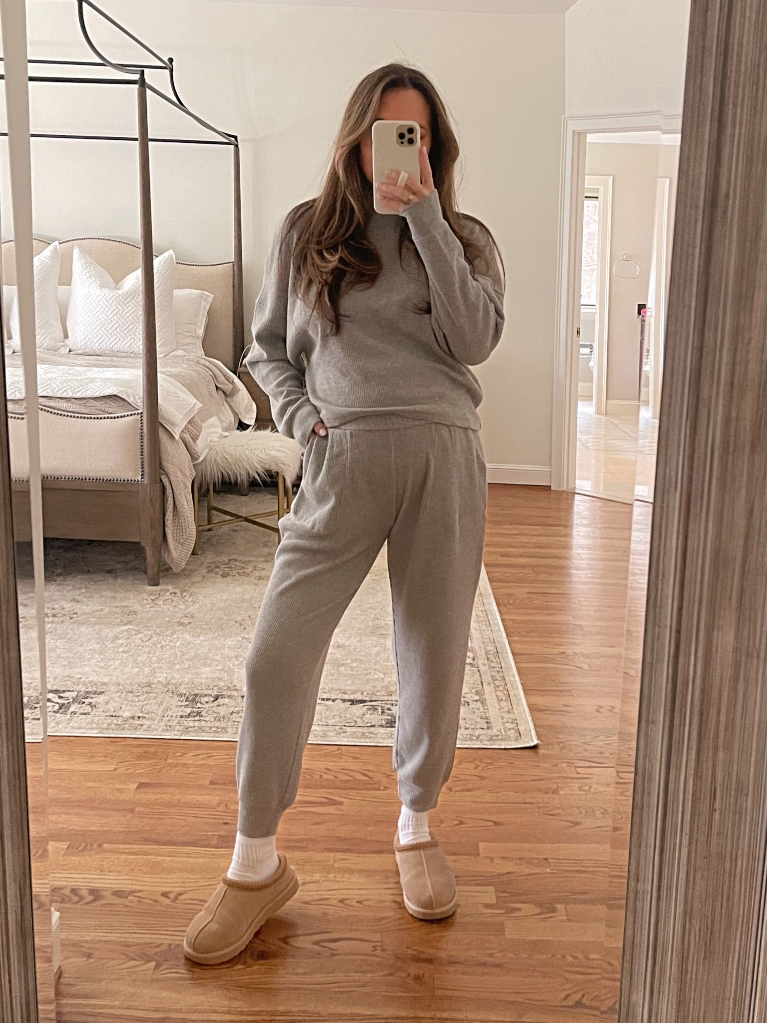 Waffle knit set from Abercrombie, runs true to size (I sized up one size to M for the bump). Use code CYBERAF for an extra 15% off. 

Pregnancy pajamas, postpartum outfit, cozy maternity  

#LTKCyberWeek #LTKsalealert #LTKbump