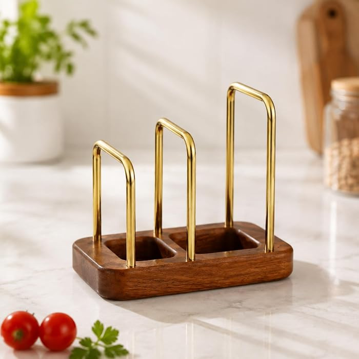 Cutting Board Holder, Wooden Cutting Board Stand with Metal Dividers. | Amazon (US)