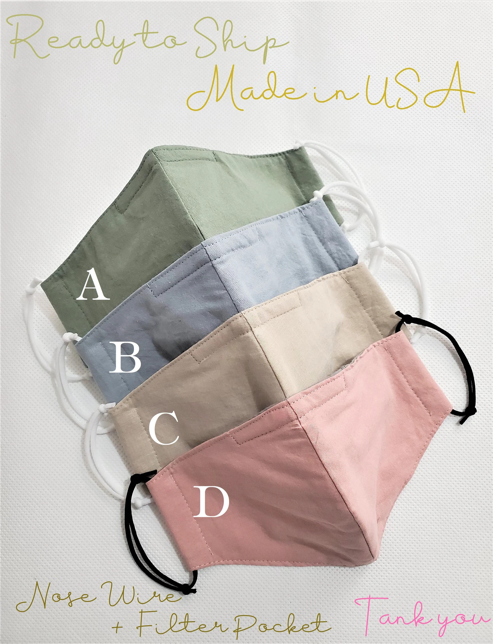 Ready To Ship 4 layers Linen/Cotton Face Mask Nose Wire  | Etsy | Etsy (US)