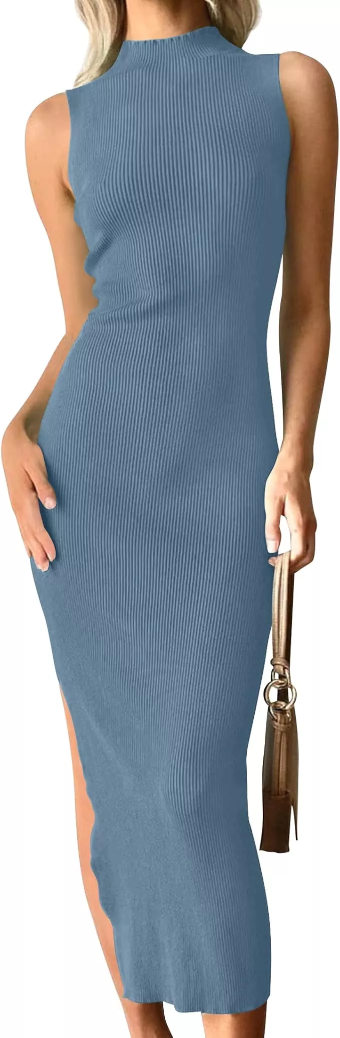 MEROKEETY Women's 2023 Summer V Neck Knit Midi Dress Bodycon Sleeveless  Ribbed Sweater Dresses : : Clothing, Shoes & Accessories