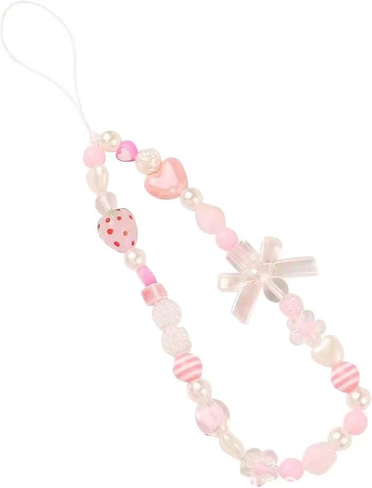 Phone Charms Strap,Pink Cute, Aesthetic Love Phone Chain Girl, Pearl Beaded Phone Lanyard Jewelry... | Amazon (US)