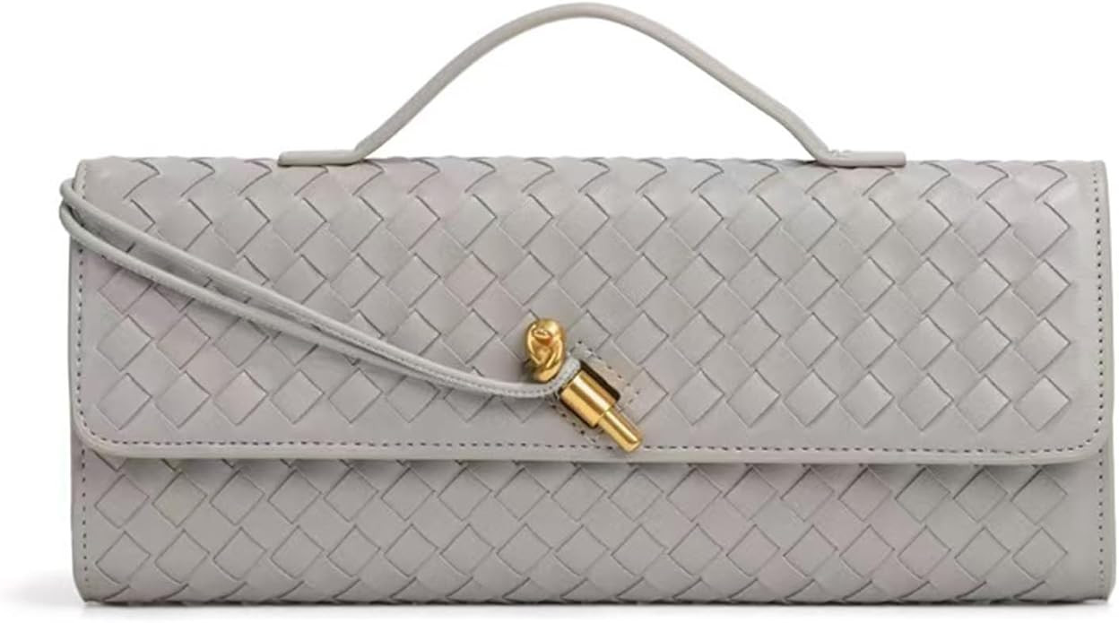 Woven Clutch Purse for Women, Vegan Leather Handmade Woven Evening Handbag Adjustable Shoulder St... | Amazon (US)