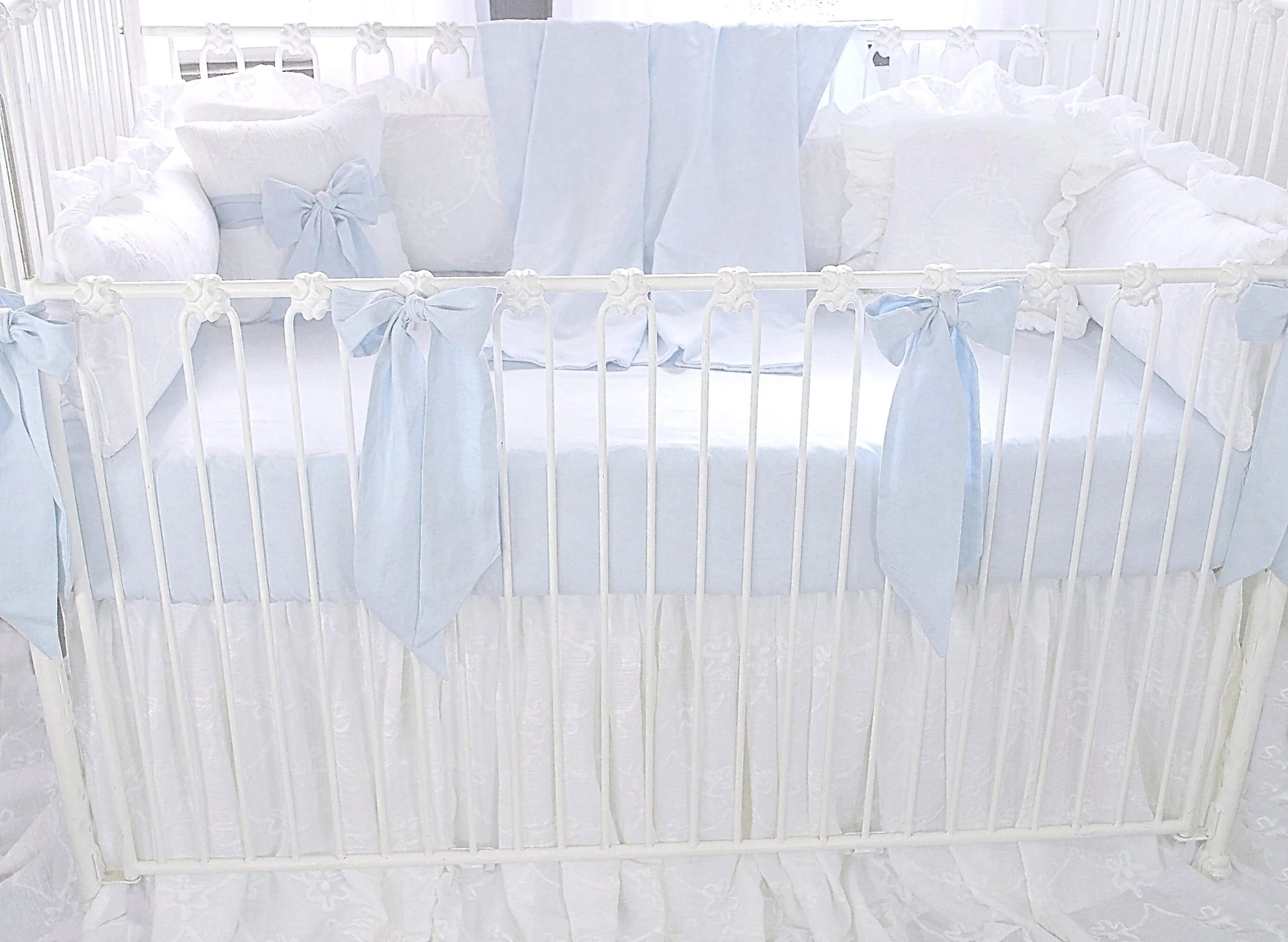 Marburger Blue Linen Crib Bows | Wayfair North America