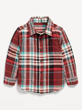Long-Sleeve Plaid Flannel Pocket Shirt for Toddler Boys | Old Navy (US)