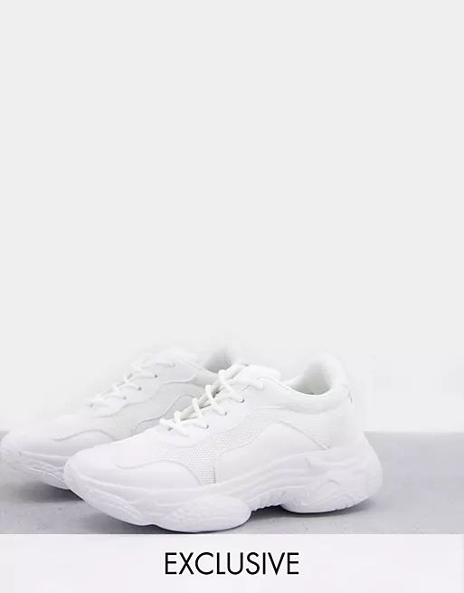 Missguided chunky sole mesh panel trainers in white | ASOS (Global)