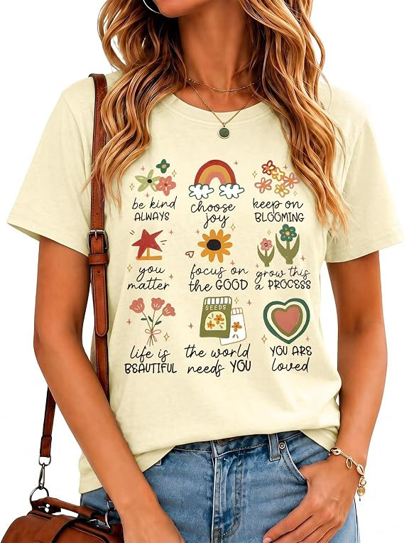 KIDDAD Womens Graphic Shirt Teacher Kindness Shirts Be Kind Tee Shirt | Amazon (US)