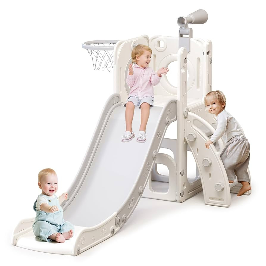 7 in 1 Toddler Slide for Toddlers Age 1-3, Extra-Long Slide with Basketball Hoop Indoor and Outdo... | Amazon (US)