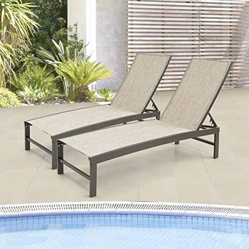 Patio Aluminum Chaise Lounge Chair, VredHom Set of 2 Outdoor Recliner Lounge Chair Sun Loungers, ... | Amazon (US)