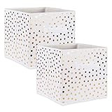 DII Polka Dot Collapsible Bin Non Woven Storage Collection, Small Set, 13x13x13 Cube, White & Gold 2 | Amazon (US)