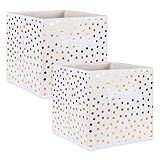 DII Polka Dot Collapsible Bin Non Woven Storage Collection, Small Set, 13x13x13 Cube, White & Gold 2 | Amazon (US)