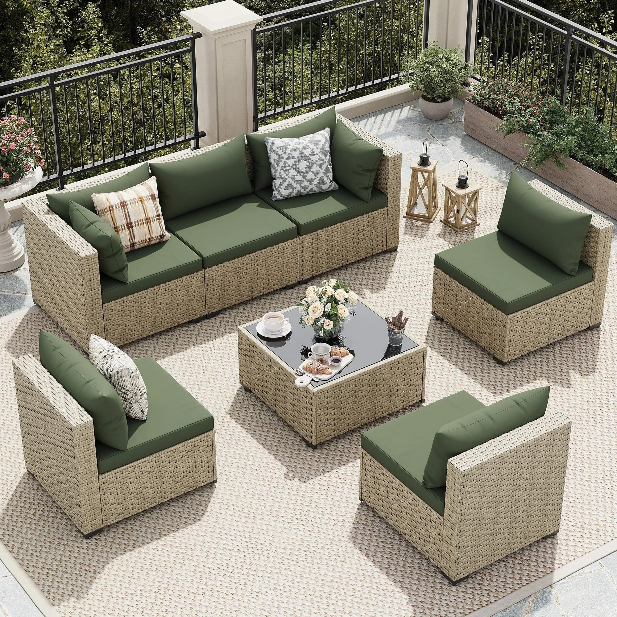 UDPATIO Patio Furniture Sets, Modular Rattan Outdoor Patio Sectional Furniture Sofa Set, Wicker P... | Walmart (US)