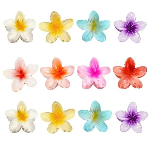Hawaiian Flower Hair Claw Clips for Women, Cute Mini Plumeria Hibiscus Hair Clips for Women Girls Hair Accessories 8Pcs | Amazon (US)