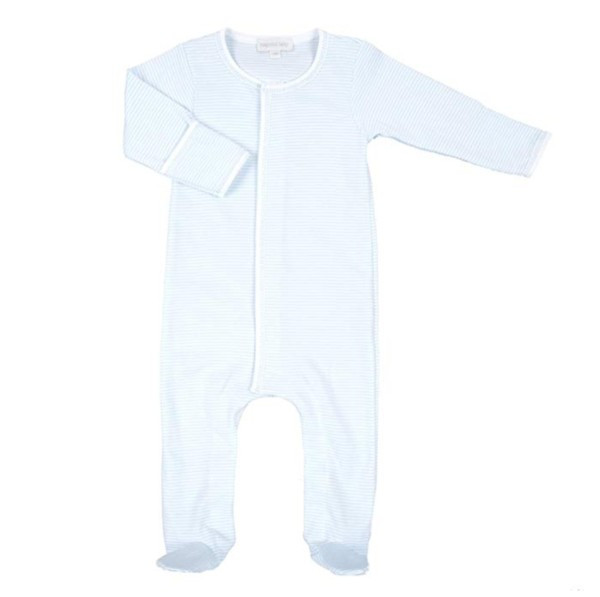 Magnolia Baby Mini Stripe Essentials Footie - Light Blue | Ellifox